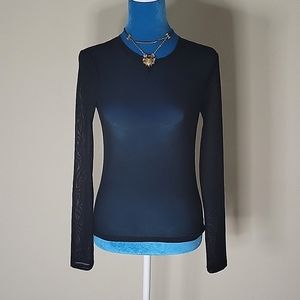 ZARA sheer net long sleeve top S M